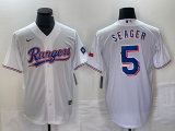 Men's Texas Rangers #5 Corey Seager White Nike Game Jersey