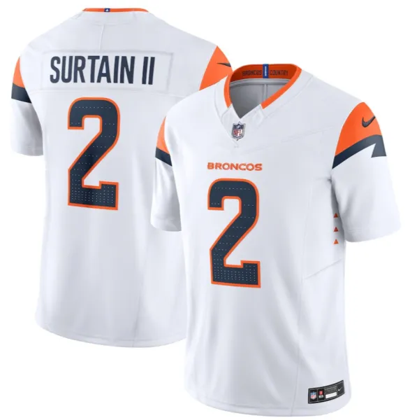 Men's Denver Broncos #2 Pat Surtain II White 2024 F.U.S.E. Vapor Limited Stitched Football Jersey