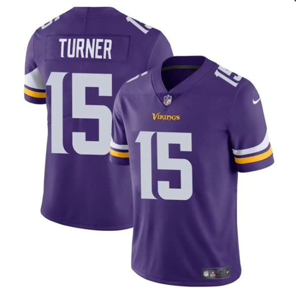 Men's Minnesota Vikings #15 Dallas Turner Purple 2024 Draft Vapor Untouchable Limited Jersey