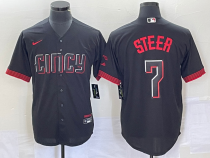 MLB Cincinnati Reds #7 Steer Black 2023 City Connect Stitched Jersey