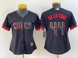 Women MLB Cincinnati Reds #44 Elly De La Cruz Black 2023 City Connect Stitched Jersey