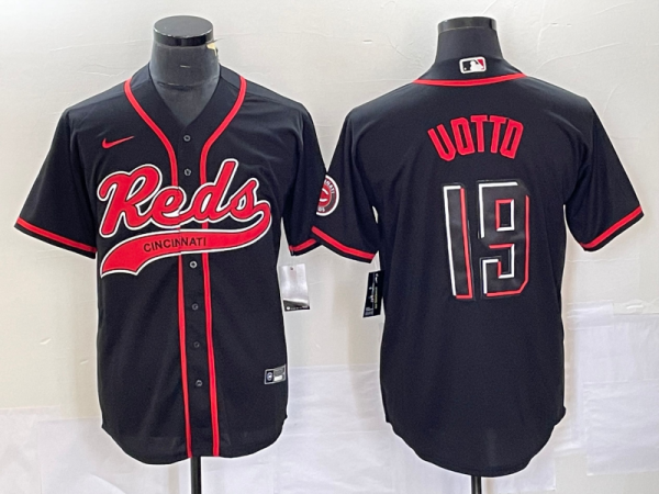 Men's Cincinnati Reds #19 Joey Votto Black 2023 City Connect Cool Base Jersey