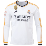 Adidas Real Madrid White 23/24 Long Sleeve Home Jersey w/ La Liga + Club world Cup Champion Patch