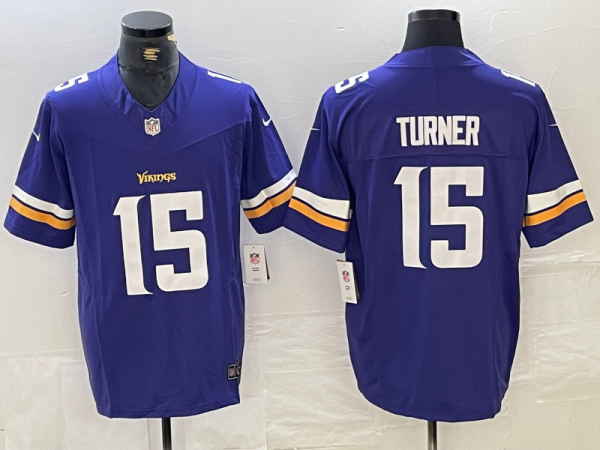 Men's Minnesota Vikings #15 Dallas Turner Purple 2024 Draft F.U.S.E. Vapor Untouchable Jersey