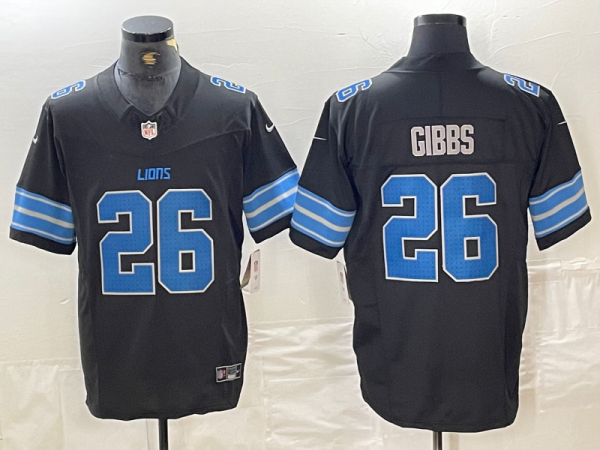 Men's Detroit Lions #26 Jahmyr Gibbs Black 2024 F.U.S.E. 2nd Alternate Vapor Limited Jersey