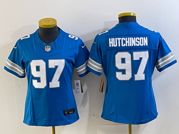 Women Detroit Lions #97 Aidan Hutchinson Blue 2024 F.U.S.E. 2nd Alternate Vapor Limited Jersey