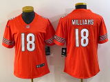 Women Chicago Bears #18 Caleb Williams Orange 2024 Draft Vapor Limited Jersey