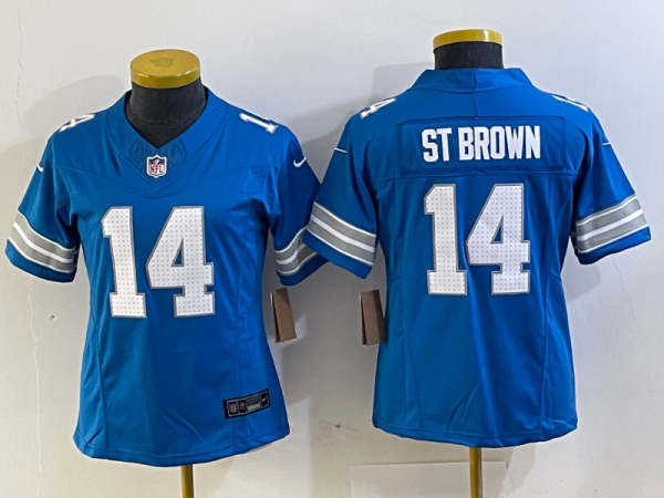 Women Detroit Lions #14 Amon-Ra St. Brown Blue 2024 F.U.S.E. 2nd Alternate Vapor Limited Jersey