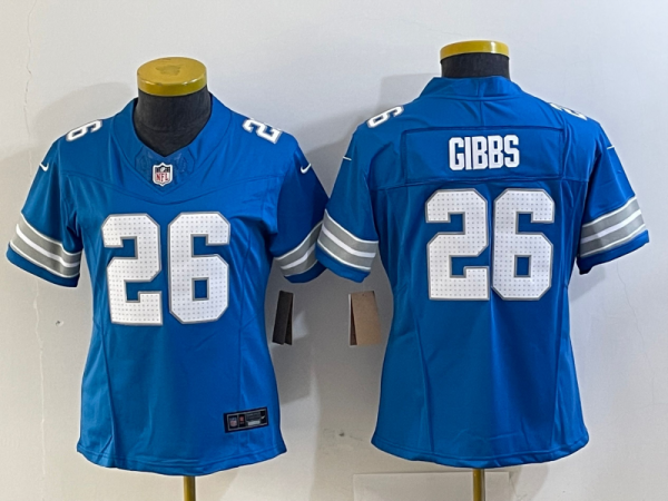 WomenDetroit Lions #26 Jahmyr Gibbs Blue 2024 F.U.S.E. 2nd Alternate Vapor Limited Jersey