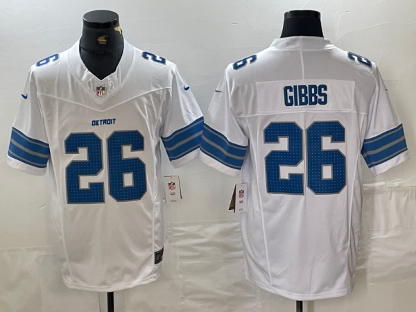 Men's Detroit Lions #26 Jahmyr Gibbs White 2024 F.U.S.E. 2nd Alternate Vapor Limited Jersey