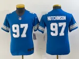 Youth Detroit Lions #97 Aidan Hutchinson Blue 2024 F.U.S.E. 2nd Alternate Vapor Limited Jersey