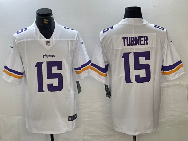 Men's Minnesota Vikings #15 Dallas Turner White 2024 Draft Vapor Untouchable Limited Jersey