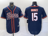 Men's Chicago Bears #15 Rome Odunze Navy 2024 Draft Baseball Jersey