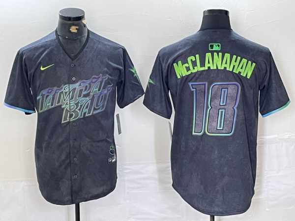 Men's Tampa Bay Rays #18 Shane McClanahan Charcoal 2024 City Connect Limited Jersey