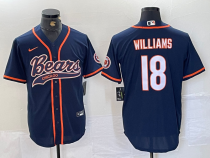 Men's Chicago Bears #18 Caleb Williams Navy 2024 Draft Baseball Jersey