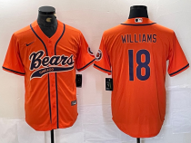 Men's Chicago Bears #18 Caleb Williams Orange 2024 Draft Baseball Jersey