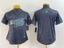 Women Tampa Bay Rays Blank Charcoal 2024 City Connect Limited Stitched Jersey