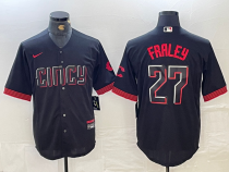 MLB Cincinnati Reds #27 Fraley Black 2023 City Connect Stitched Jersey