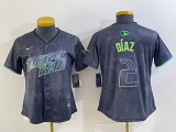 Women Tampa Bay Rays #2 Yandy Díaz Charcoal 2024 City Connect Limited Jersey