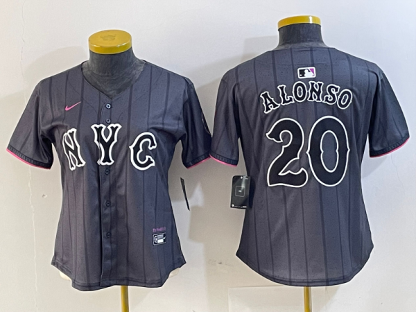 Women New York Mets #20 Pete Alonso Graphite 2024 City Connect Limited Jersey