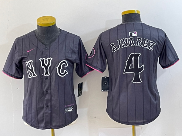 Women New York Mets #4 Francisco Alvarez Graphite 2024 City Connect Limited Jersey