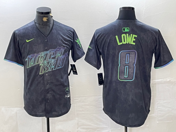 Men's Tampa Bay Rays #8 Lowe Charcoal 2024 City Connect Limited Jersey