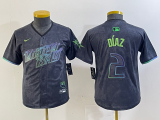 Youth Tampa Bay Rays #2 Yandy Díaz Charcoal 2024 City Connect Limited Jersey