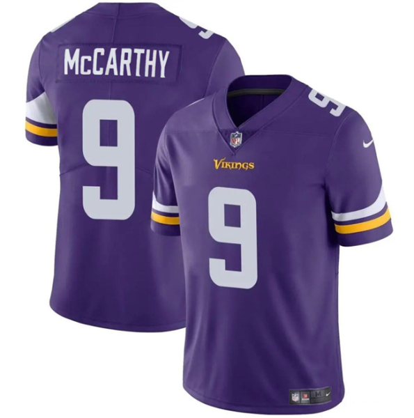 Men's Minnesota Vikings #9 J.J. McCarthy Purple 2024 Draft Vapor Untouchable Limited Jersey