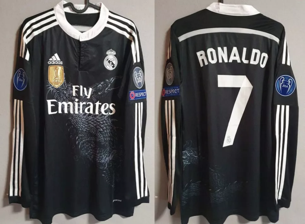 Real Madrid Ronaldo #7 2014 2015 BNWTVintage Black With Patch Long Sleeve Jersey