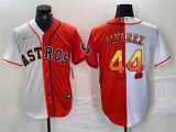 Men's Houston Astros #44 Yordan Alvarez White/Orange Split With Patch Cool Base Jersey