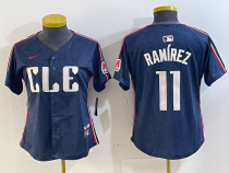 Women Cleveland Guardians #11 José Ramírez Navy 2024 City Connect Limited Stitched Jersey