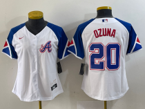 Women MLB Atlanta Braves #20 Ozuna White 2023 City Connect Cool Base With Patch Jersey