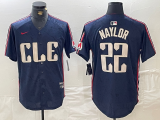 Men's Cleveland Guardians #22 Josh Naylor Navy 2024 City Connect Limited Stitched Jersey