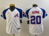 Youth MLB Atlanta Braves #20 Ozuna White 2023 City Connect Cool Base With Patch Jersey