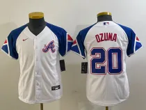 Youth MLB Atlanta Braves #20 Ozuna White 2023 City Connect Cool Base With Patch Jersey