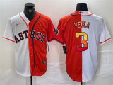 Men's Houston Astros #3 Jeremy Peña White/Orange Split With Patch Cool Base Stitched Jersey