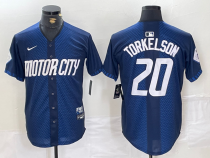 Men's Detroit Tigers #20 Spencer Torkelson 2024 Navy City Connect Cool Base Limited Jersey