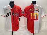 Men's Houston Astros #10 Joey Loperfido White/Orange Split With Patch Cool Base Stitched Jersey