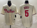 MLB Philadelphia Phillies #5 Stott Cream Game Jersey