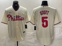 MLB Philadelphia Phillies #5 Stott Cream Game Jersey