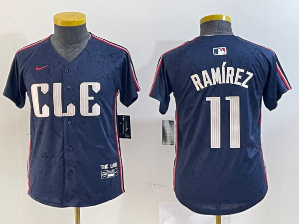 Youth Cleveland Guardians #11 José Ramírez Navy 2024 City Connect Limited Stitched Jersey