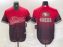 Men's San Francisco 49ers Team Big Logo Red/Black With Patch Cool Base Stitched Baseball Jersey