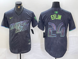 Men's Tampa Bay Rays #24 Zach Eflin Charcoal 2024 City Connect Limited Stitched Baseball Jersey