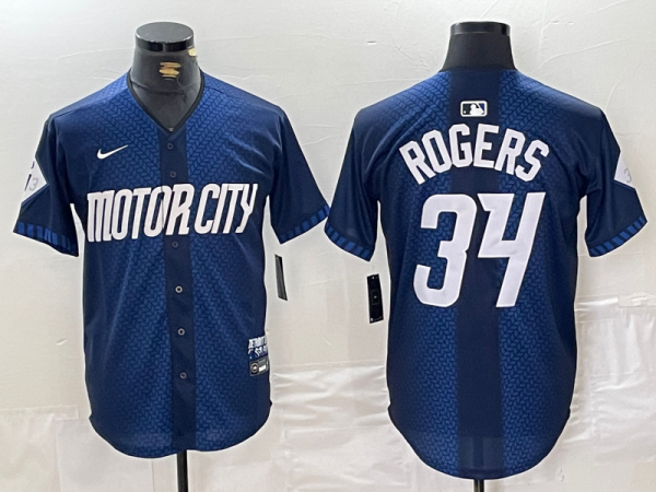 Men's Detroit Tigers #34 Jake Rogers 2024 Navy City Connect Cool Base Limited Jersey