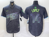 Men's Tampa Bay Rays #74 Jacob Lopez Charcoal 2024 City Connect Limited Stitched Jersey