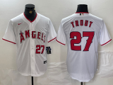 MLB Los Angeles Angels #27 Trout White Game Jersey