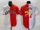 Men's Houston Astros #27 Jose Altuve White/Orange Split With Patch Cool Base Stitched Jersey