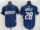 Men's Detroit Tigers #28 Javier Báez 2024 Navy City Connect Cool Base Limited Stitched Jersey