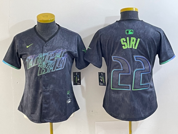 Women Tampa Bay Rays #22 Jose Siri Charcoal 2024 City Connect Limited Stitched Baseball Jersey