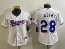 Women Texas Rangers #28 Jonah Heim White Gold Cool Base Stitched Baseball Jersey